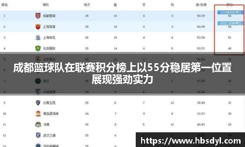 成都篮球队在联赛积分榜上以55分稳居第一位置展现强劲实力