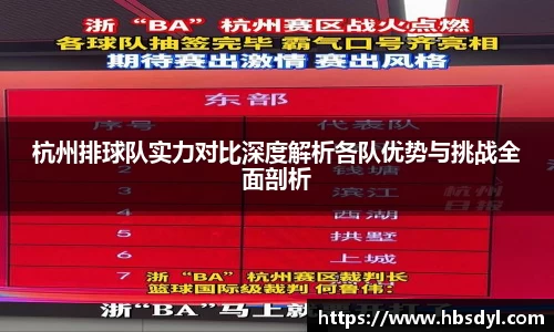 杭州排球队实力对比深度解析各队优势与挑战全面剖析
